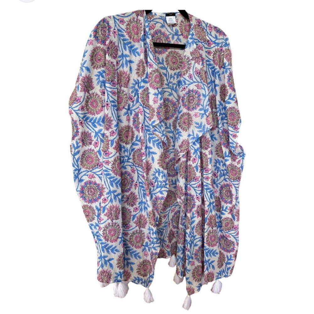 J. Crew Floral Kimono Top - Blue and Purple